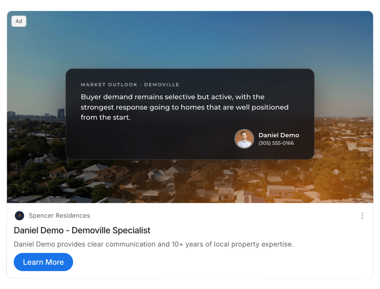 Display ad — Market Outlook by Daniel Demo, Spencer Residences