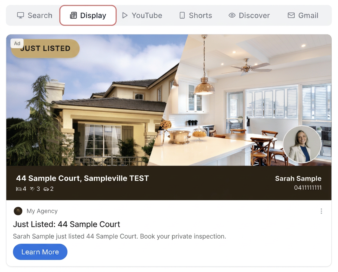 Real estate ad preview rendered automatically