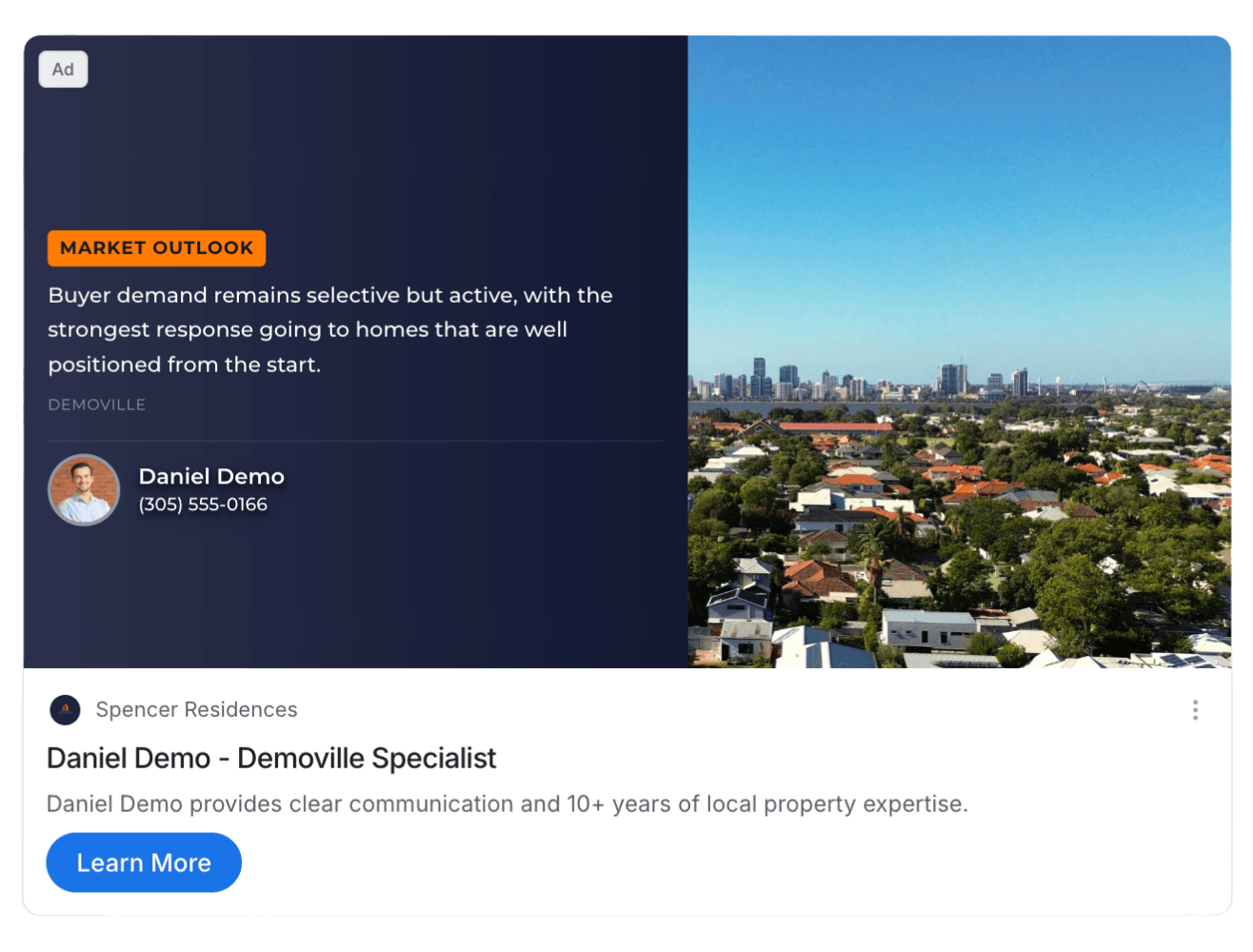 Display ad - Market Outlook by Daniel Demo, Spencer Residences