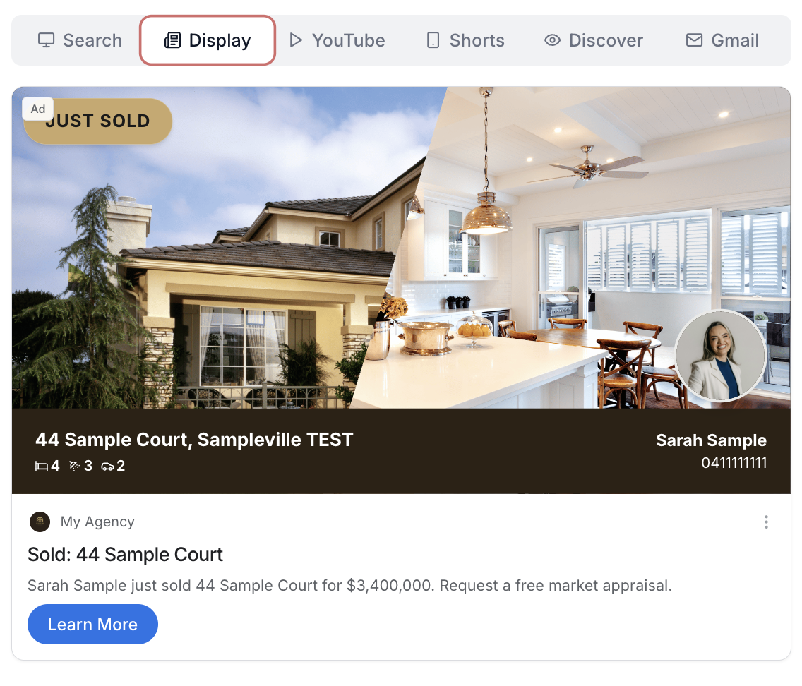 Gmail-style ad preview