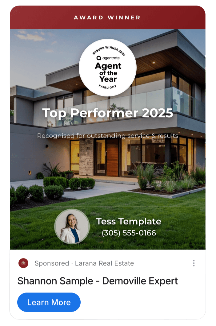 Discover ad - Award Winner, Top Performer 2025, Tess Template
