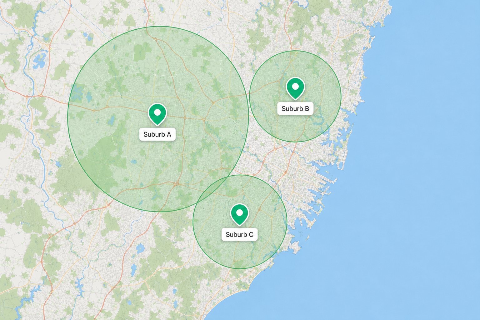 Multi-suburb buyer targeting map